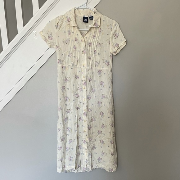 GAP Other - GAP Cream and Purple Floral Kids Casual Dress